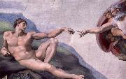 Michelangelo Buonarroti Adams creation  Fran Sistine Chapel ceiling oil